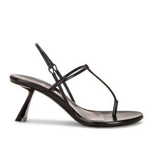 KHAITE Linden Sandals in Black Leather 38 Womens High Heels Shoes